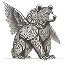 celtic bear with wings tattoo design idea