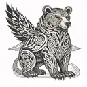 celtic bear with wings tattoo design idea