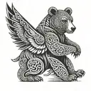 celtic bear with wings tattoo design idea
