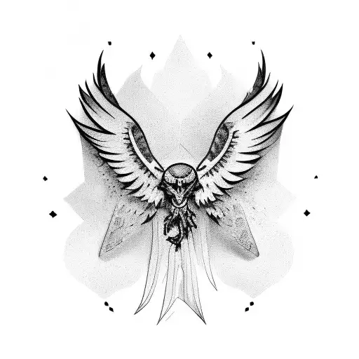 cruz con aves   tattoo design idea