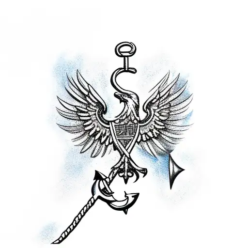 polish eagle carrying an anchor tattoo design idea