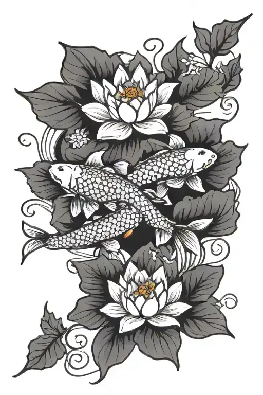 Lotus and Koi Fish tattoo design idea