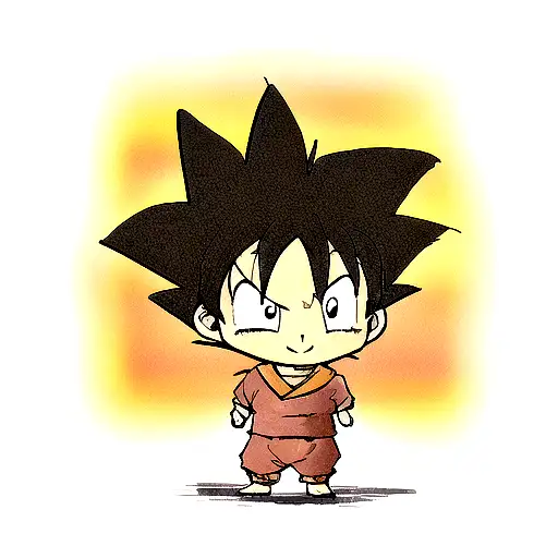 kid goku standing in front of goku turning super saiyan for the first time  tattoo design idea