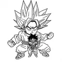 kid goku standing in front of goku turning super saiyan for the first time  tattoo design idea