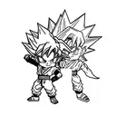 kid goku standing in front of goku turning super saiyan for the first time  tattoo design idea