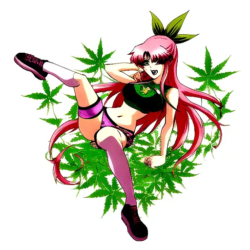 weed stoner girl tattoo design idea