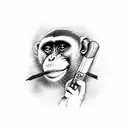 monkey smoking a cigar tattoo design idea