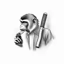 monkey smoking a cigar tattoo design idea