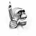 monkey smoking a cigar tattoo design idea