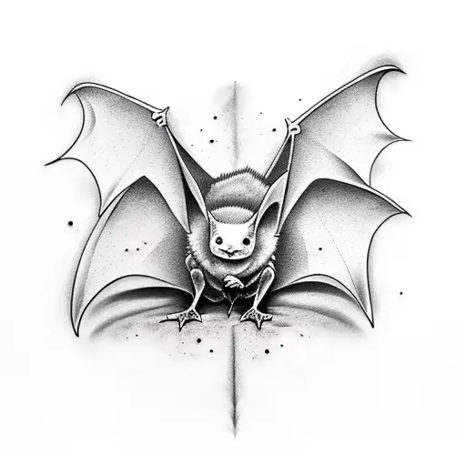 cute bat tattoo design idea