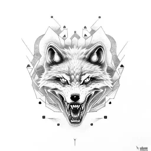Fenrir, the monstrous wolf, breaking free from chains tattoo design idea