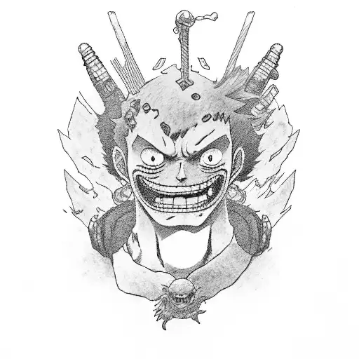Luffy attack zoro one piece tattoo design idea