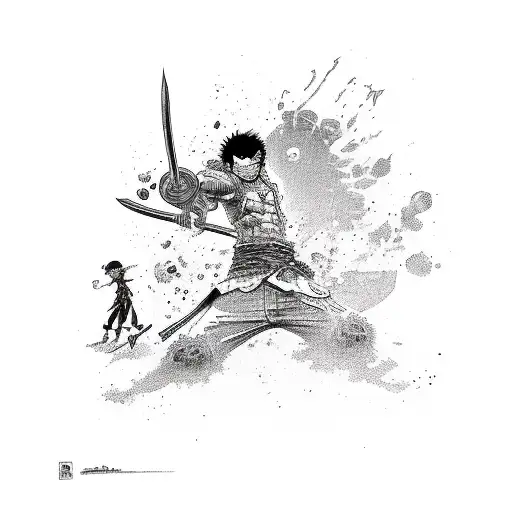 Luffy attack zoro tattoo design idea