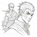 zuko from avatar, outline work tattoo design idea