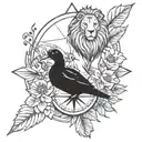  compass, flower,duck , lion, tattoo design idea