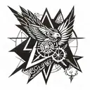 thunderbird, arrow head, compass tattoo design idea