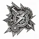thunderbird, arrow head, compass tattoo design idea