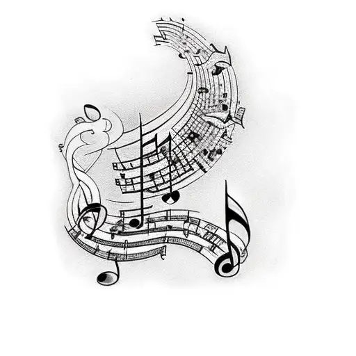 A traditional style tattoo of a music sheet with lyrics from your favorite song tattoo design idea