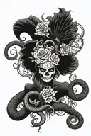 Hnak of the zodiac Gemini and snakes and flowers tattoo design idea
