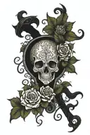 Hnak of the zodiac Gemini and snakes and flowers tattoo design idea