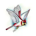 two cardinals flying tattoo design idea