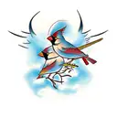 two cardinals flying tattoo design idea