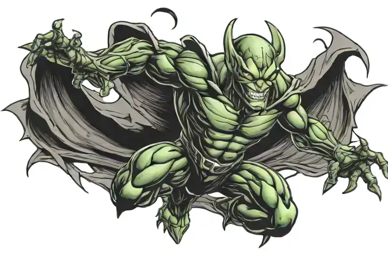 Green Goblin flying around  tattoo design idea