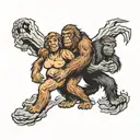female Bigfoot couple tattoo design idea