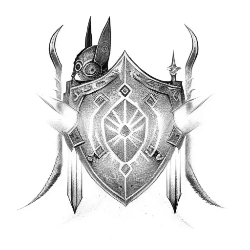 Warrior with shields tattoo design idea