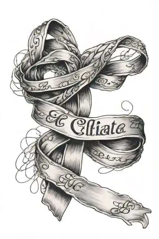 celiac disease ribbon intertwined with type 1 diabetic ribbon tattoo design idea