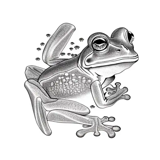 frog mushrooms tattoo design idea