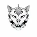 cat skull with crystals  tattoo design idea