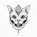 cat skull with crystals  tattoo design idea