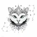 cat skull with crystals  tattoo design idea