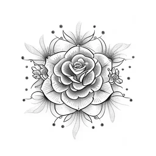 A theater stage illuminated by intricate stage lights shaped like blooming flowers tattoo design idea