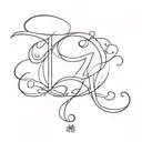 numbers 2 2 4, with the initials L C G M around the numbers  tattoo design idea