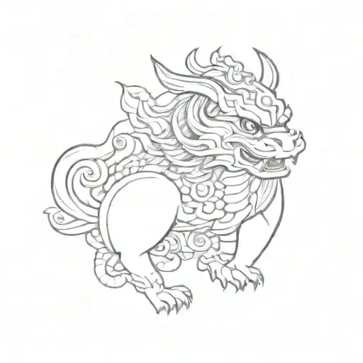 fine line minimalist Pixiu tattoo design idea