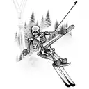 skeleton climbing ski lift tower tattoo design idea