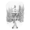 skeleton climbing ski lift tower tattoo design idea