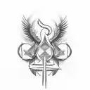 Create a tattoo design for the lateral side of the forearm (outside). From the wrist there is a battlefield cross (empty tattoo design idea