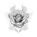sword with roses tattoo design idea