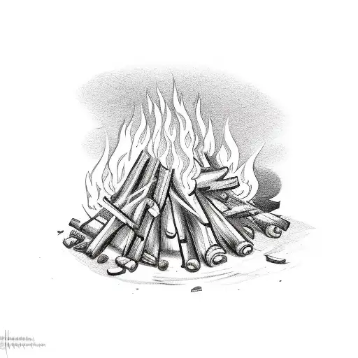 A bonfire but instead of flames it is sausages tattoo design idea