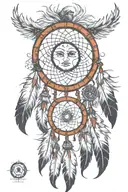 dreamcatchers, native American Cherokee Indian headdress tattoo design idea