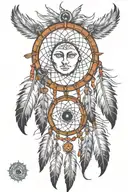 dreamcatchers, native American Cherokee Indian headdress tattoo design idea