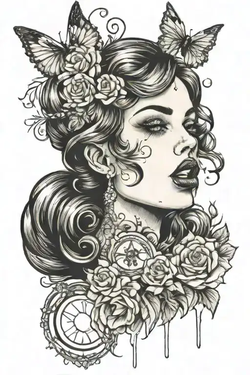 pretty girl with percocet on her tongue   tattoo design idea