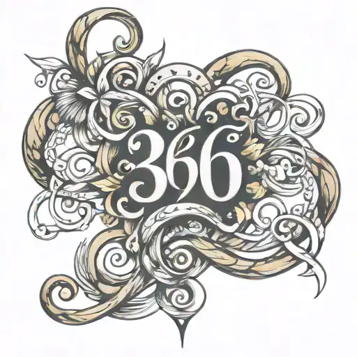 numbers 369 intertwined tattoo design idea