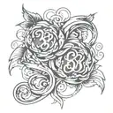 numbers 369 intertwined tattoo design idea