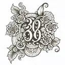 numbers 369 intertwined tattoo design idea