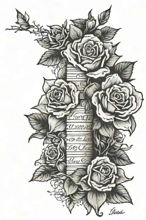 fine line Spine tattoo with a quote saying “you were given this life because you’re strong enough to live it” an flowers tattoo design idea