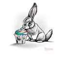 Bunny with cupcake tattoo design idea